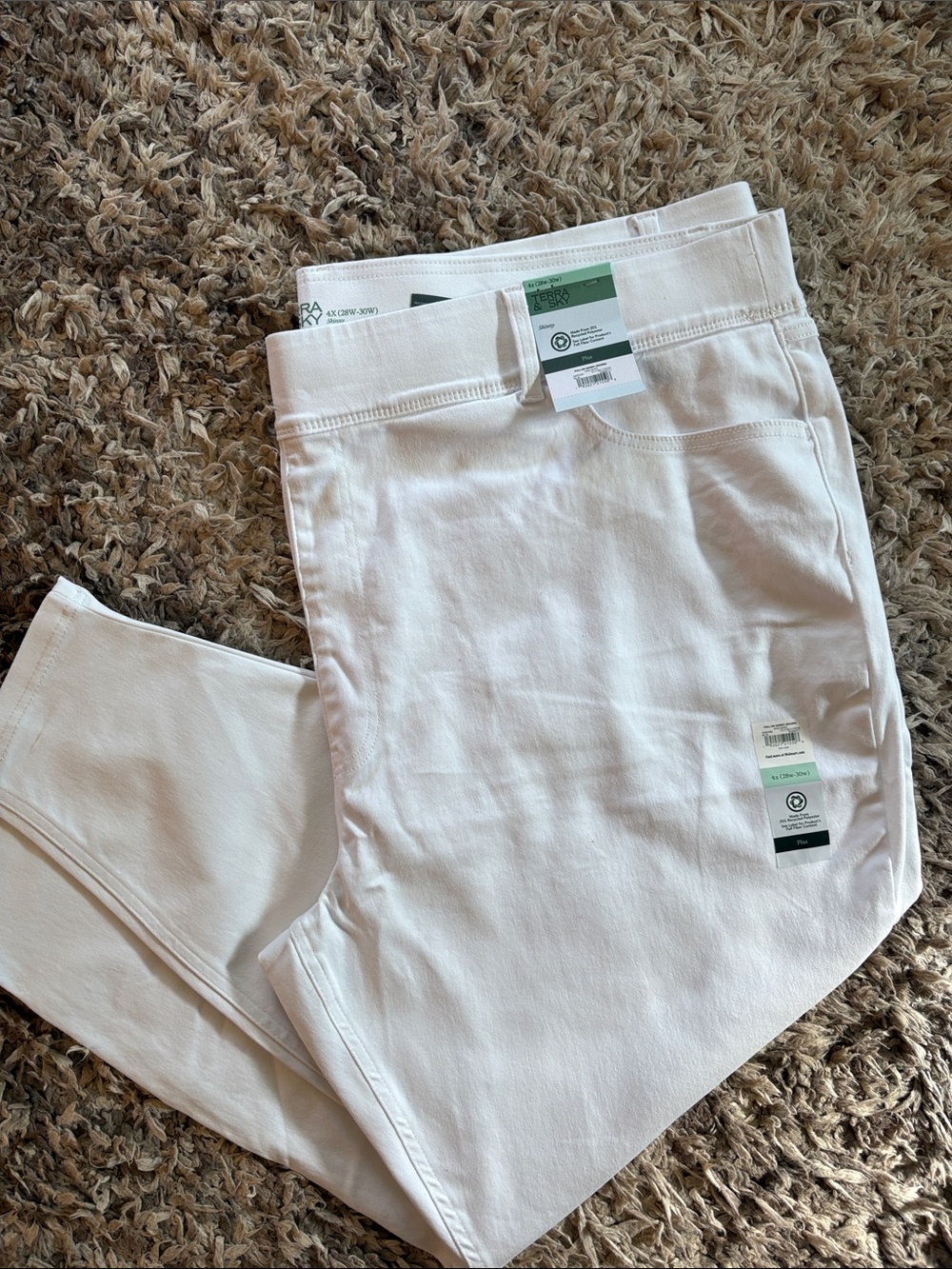New Terra & Sky white pull on skinny jeggings jeans women’s 4X